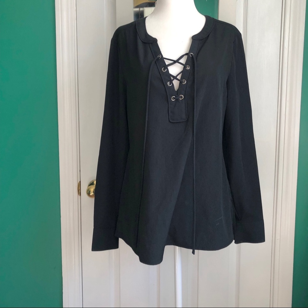 Sanctuary Black Blouse ,drawstring closure XS